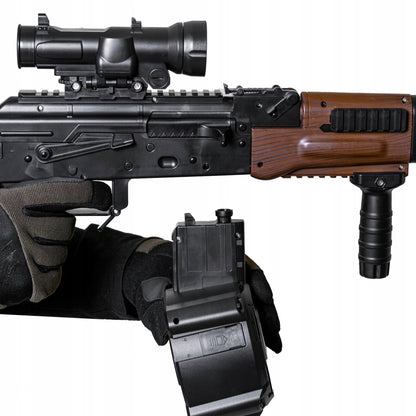 Automatinis gelio rutuliukų pistoletas, replika, dvi dėtuvės, didelis šautuvas