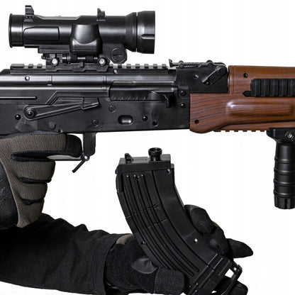 Automatinis gelio rutuliukų pistoletas, replika, dvi dėtuvės, didelis šautuvas