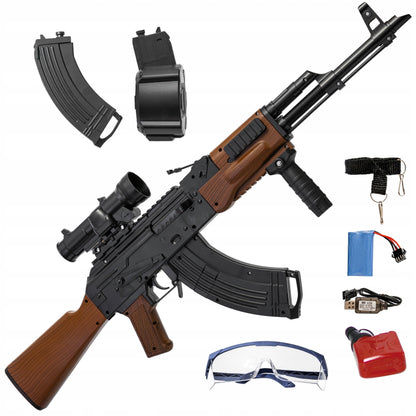 Automatinis gelio rutuliukų pistoletas, replika, dvi dėtuvės, didelis šautuvas