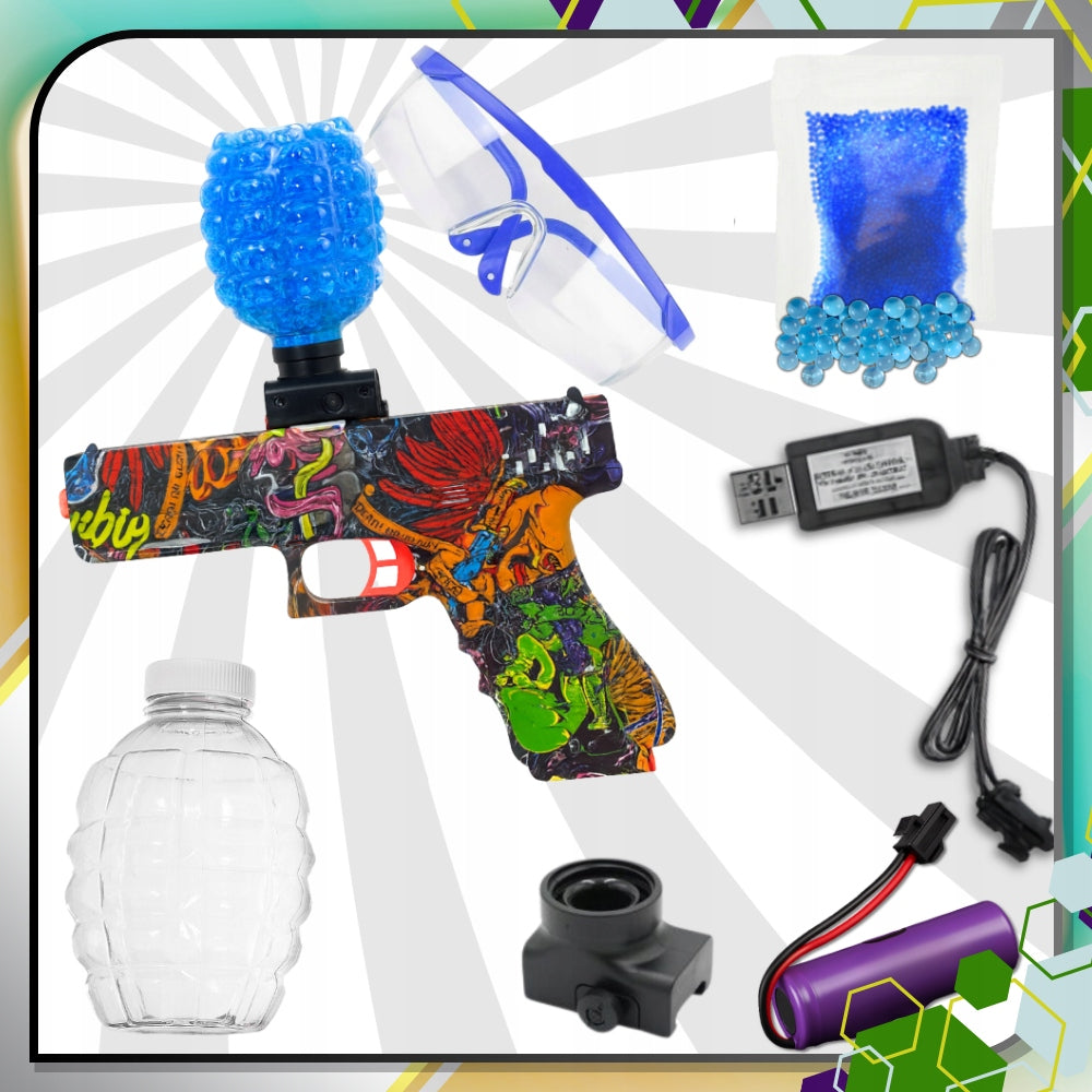 AUTOMATINIS GELIO RUTULIUKŲ PISTOLETO ŠAUTUVAS, DIDELIS XL KOMPLEKTAS + 3000 RUTULIUKŲ