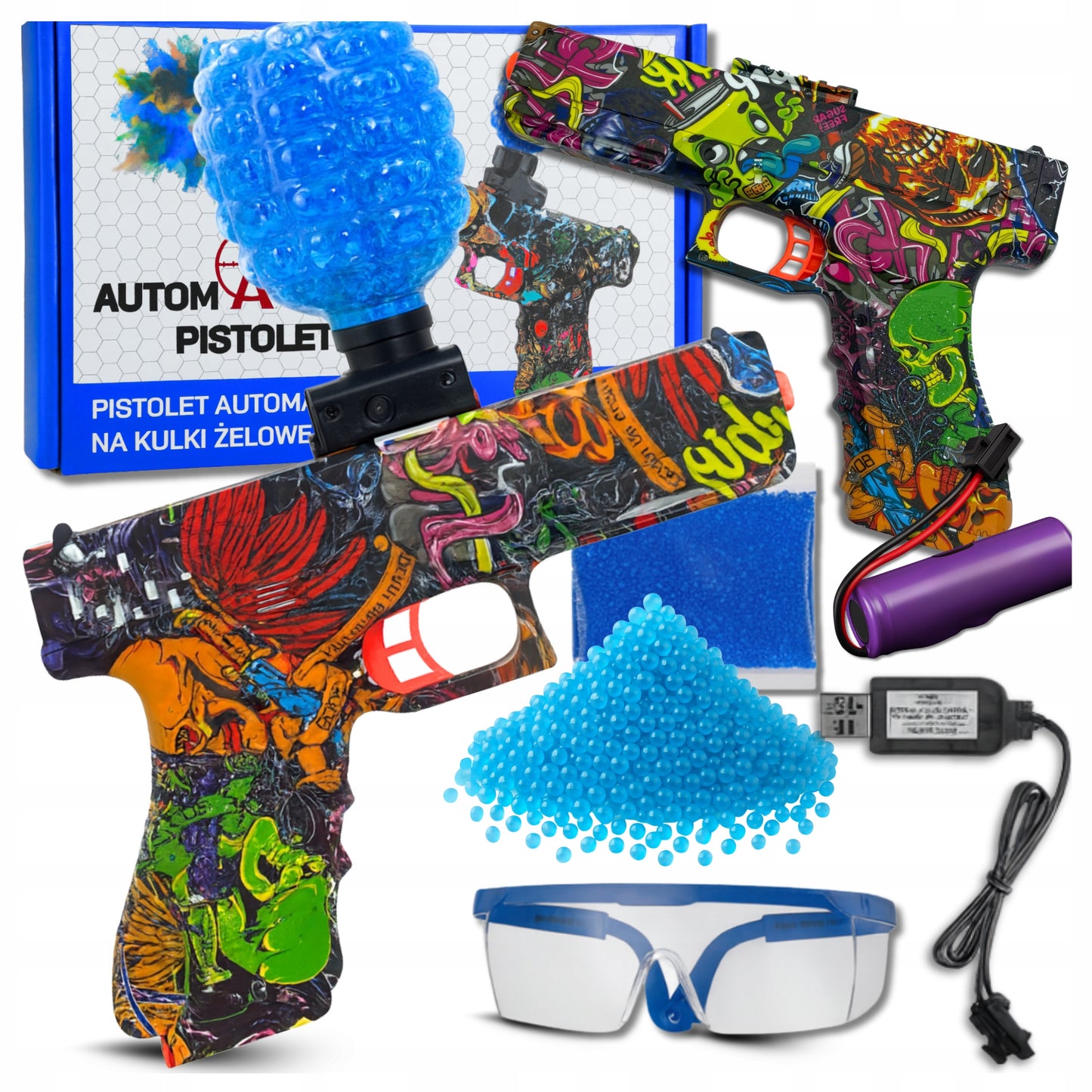 AUTOMATINIS GELIO RUTULIUKŲ PISTOLETO ŠAUTUVAS, DIDELIS XL KOMPLEKTAS + 3000 RUTULIUKŲ