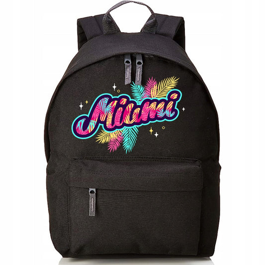 Juoda mini mokyklinė kuprinė jaunimui Miami stilinga dovana įvairūs raštai