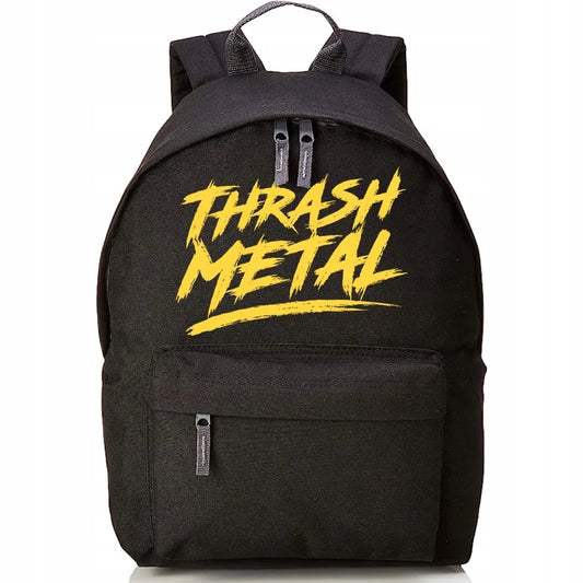 Juoda mini kuprinė jaunimui su trash metal stiliumi