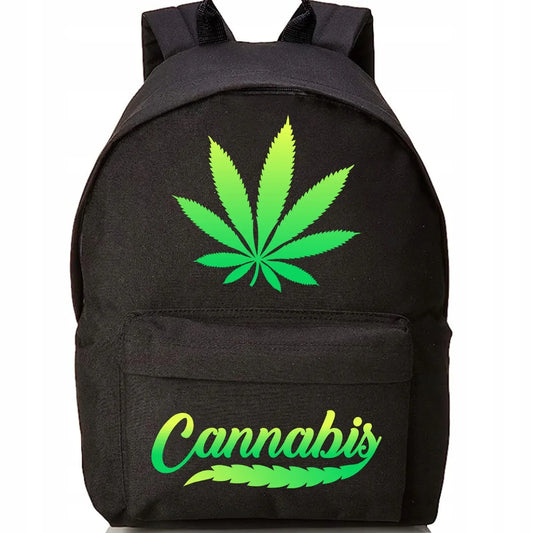Juoda mokyklinė kuprinė jaunimui CANNABIS