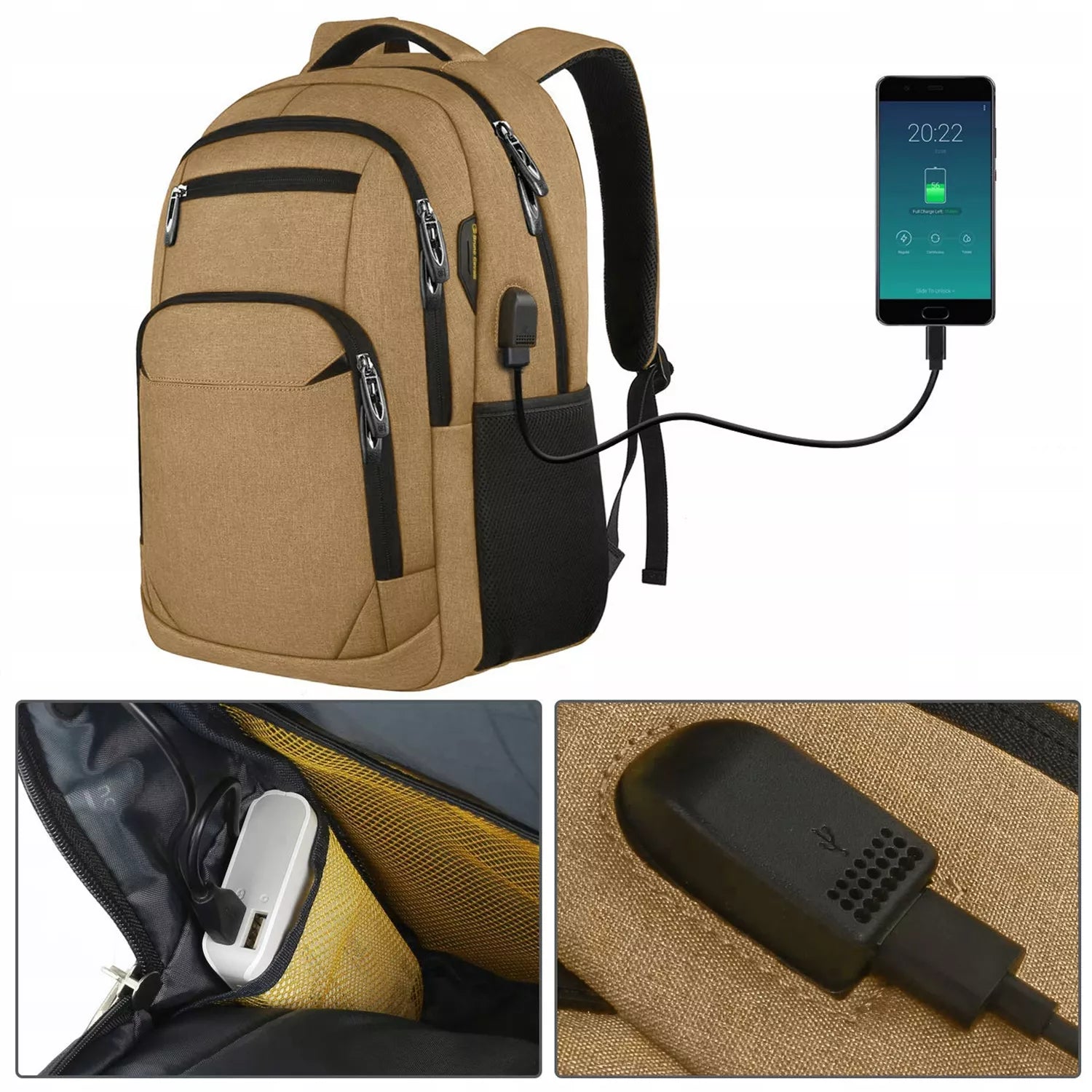 Neperšlampama kuprinė su USB ir antivagystės apsauga – 15,6" laptopui