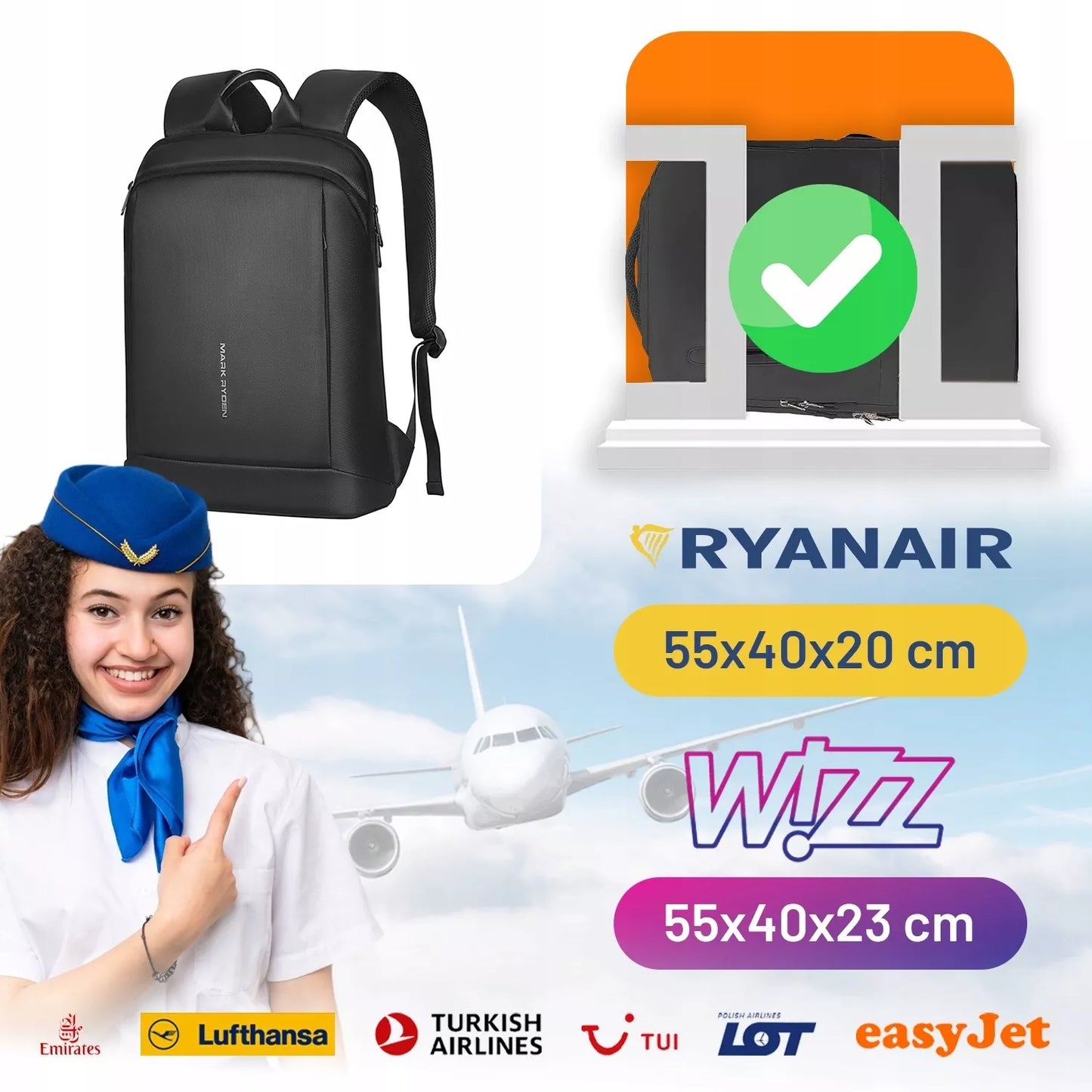 NEŠIOJAMOJO KOMPIUTERIO KUOFERIS 15,6" BIZNESO KELIONĖMS, RANKINIS BAGAŽAS LĖKTUVUI