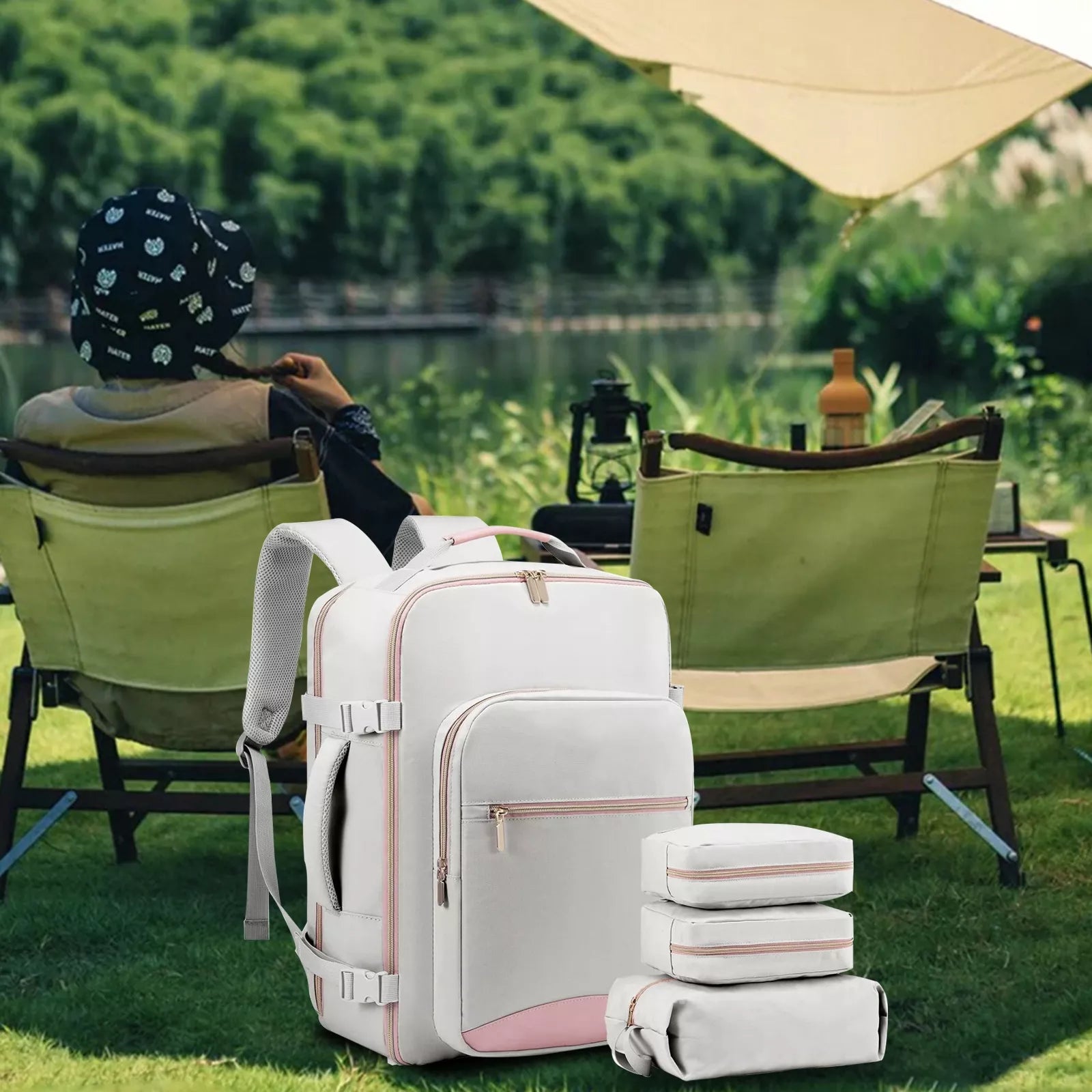 Moteriška kuprinė 40L – neperšlampama, su laptopo skyriumi, pilka