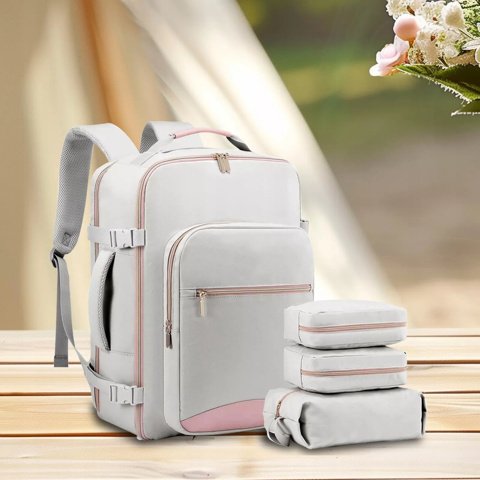 Moteriška kuprinė 40L – neperšlampama, su laptopo skyriumi, pilka