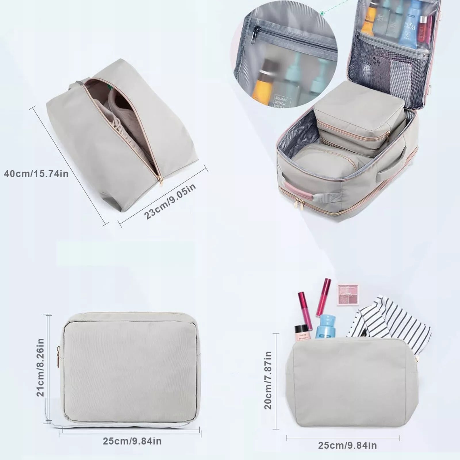 Moteriška kuprinė 40L – neperšlampama, su laptopo skyriumi, pilka