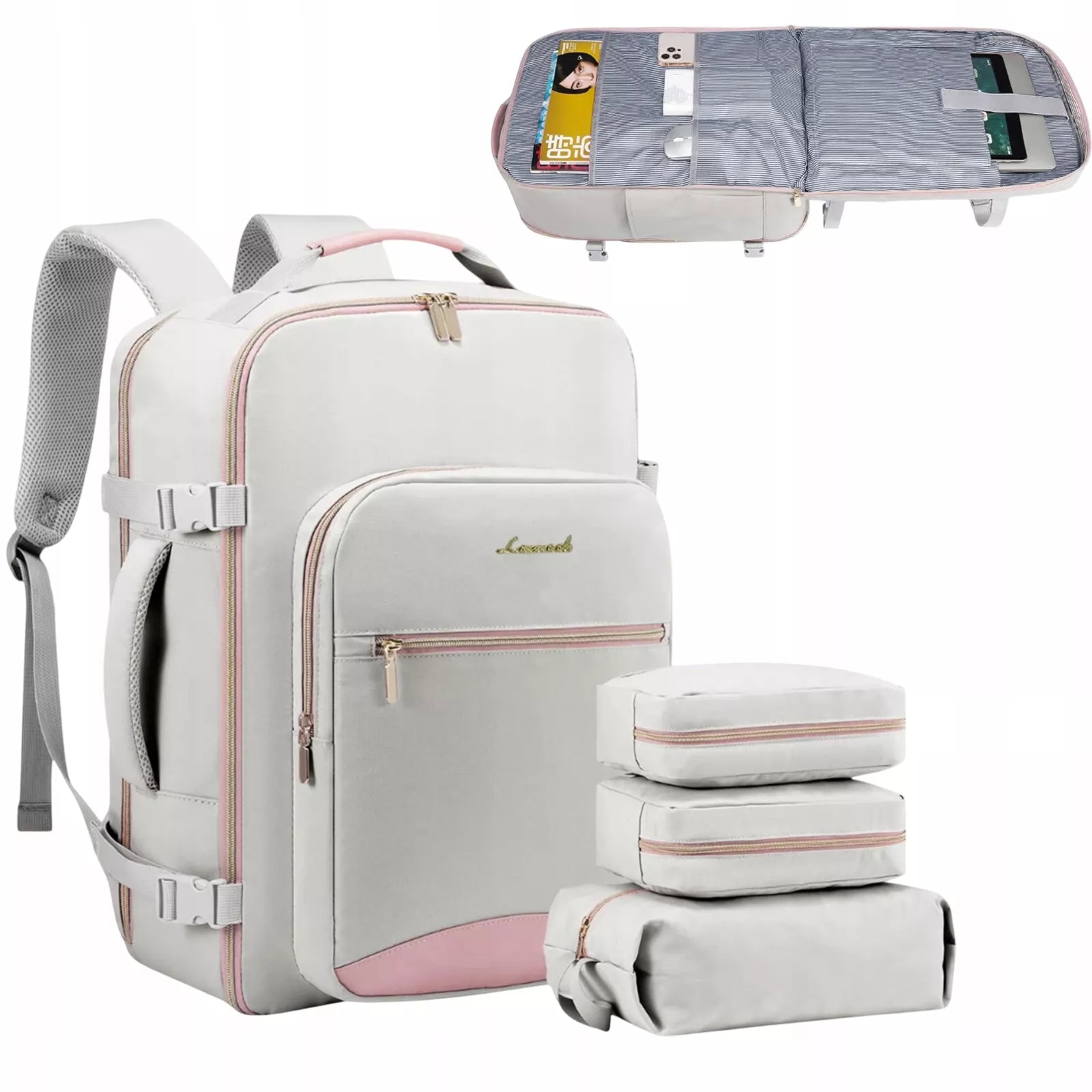 Moteriška kuprinė 40L – neperšlampama, su laptopo skyriumi, pilka