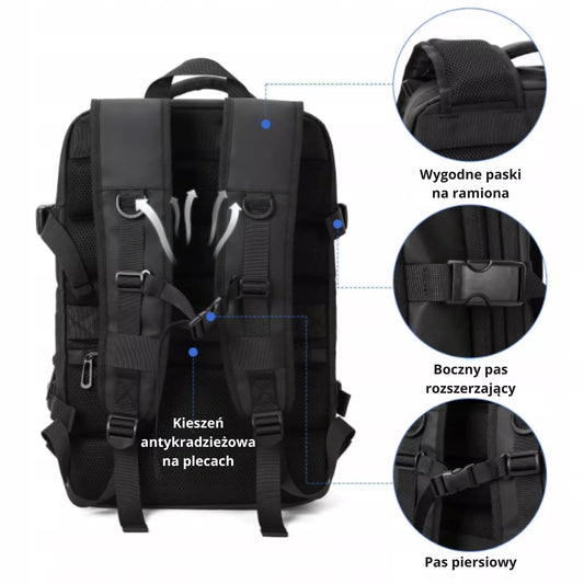 Kabininė kelioninė kuprinė 40×30×20 cm – USB-C, Ryanair