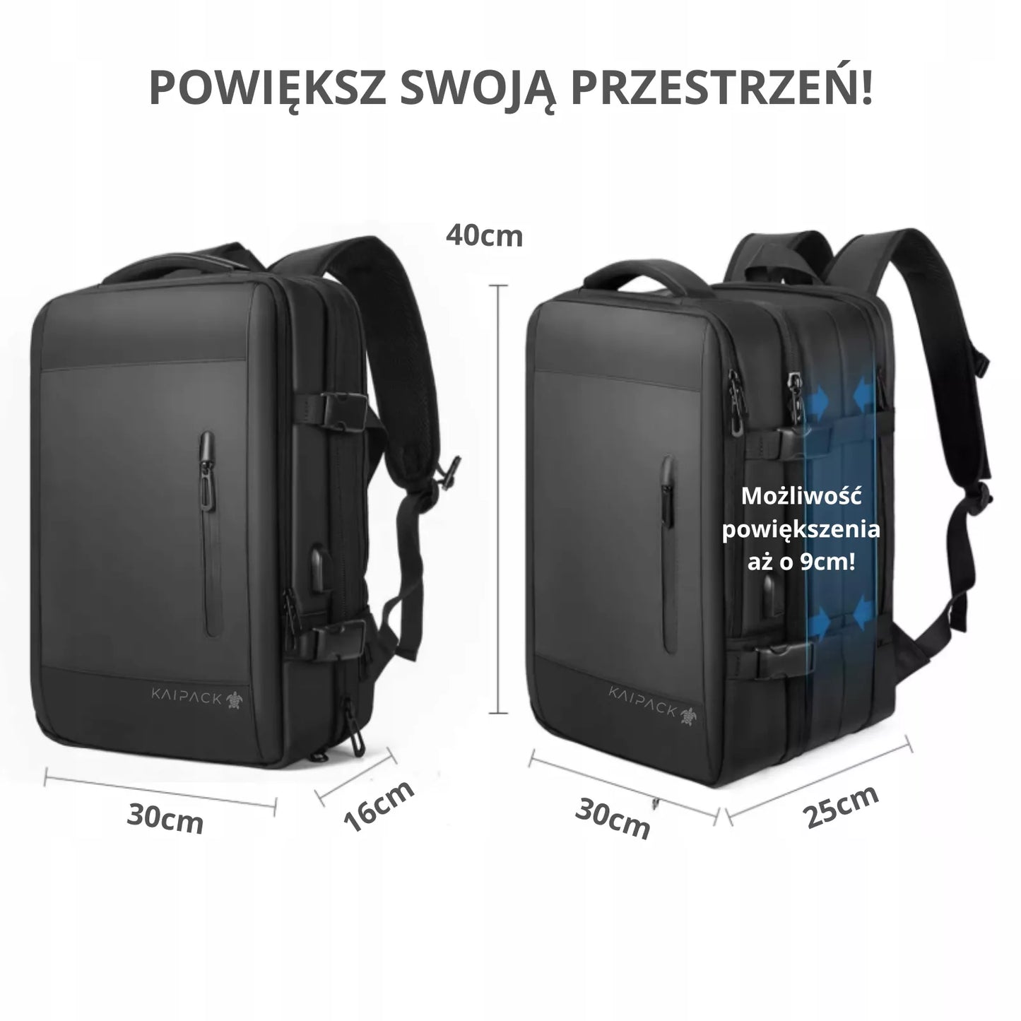 Kabininė rankinė 40×30×20 cm – USB-C, Ryanair