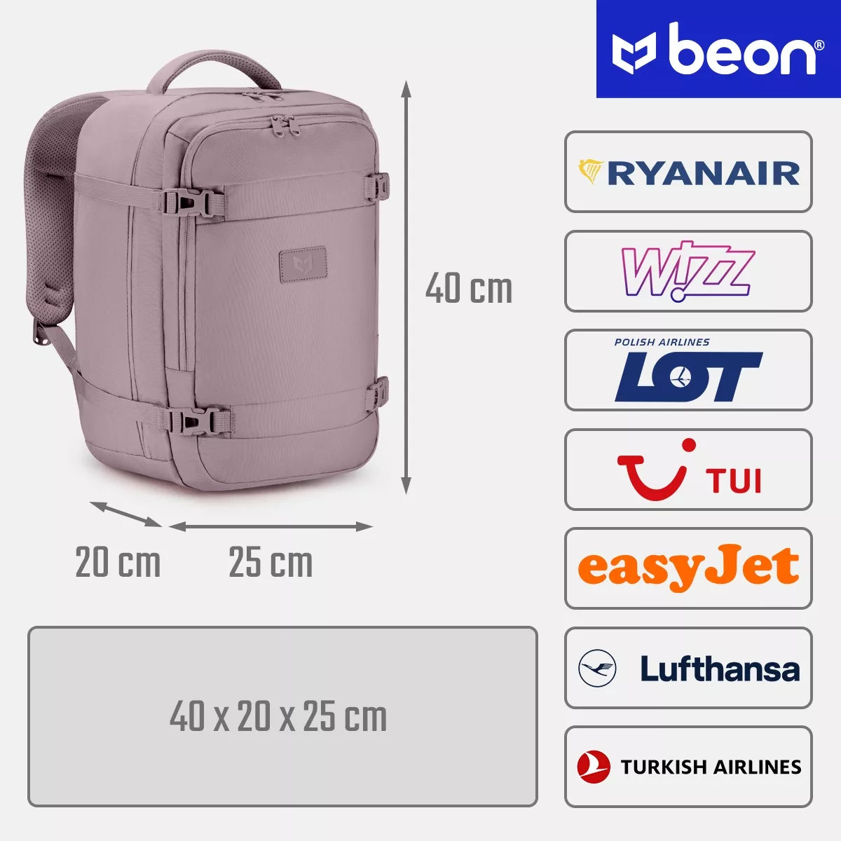 Kuprinė 40x20x25 cm – Ryanair, kabininis bagažas