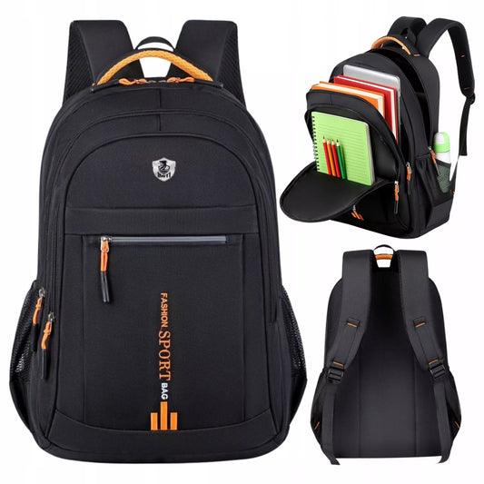 Lengva mokyklinė kuprinė jaunimui, skirta berniukams ir mergaitėms, juodos spalvos