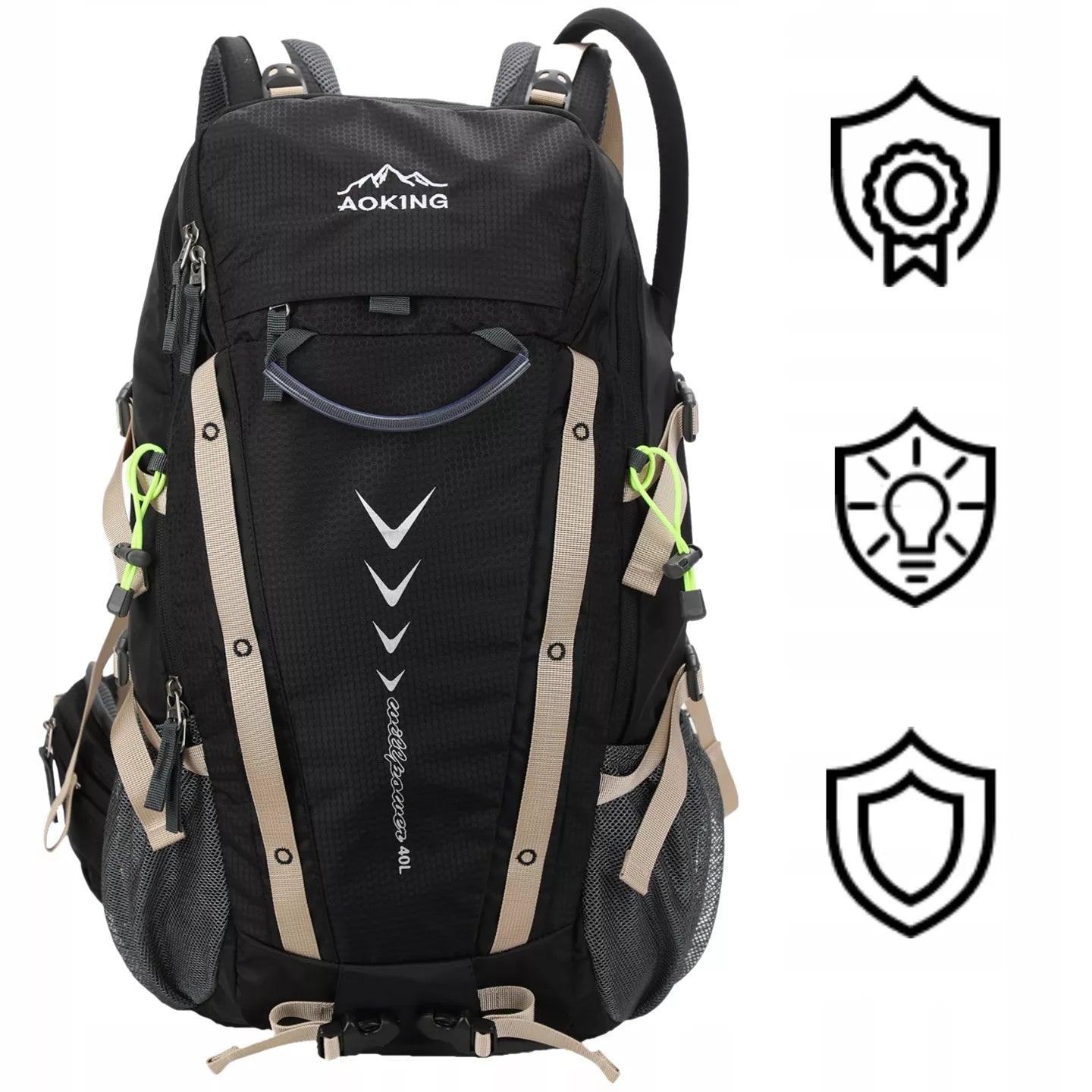 Turistinė kuprinė Aoking Nature Nomad 40l su gertuve, juoda, ideali išvykoms