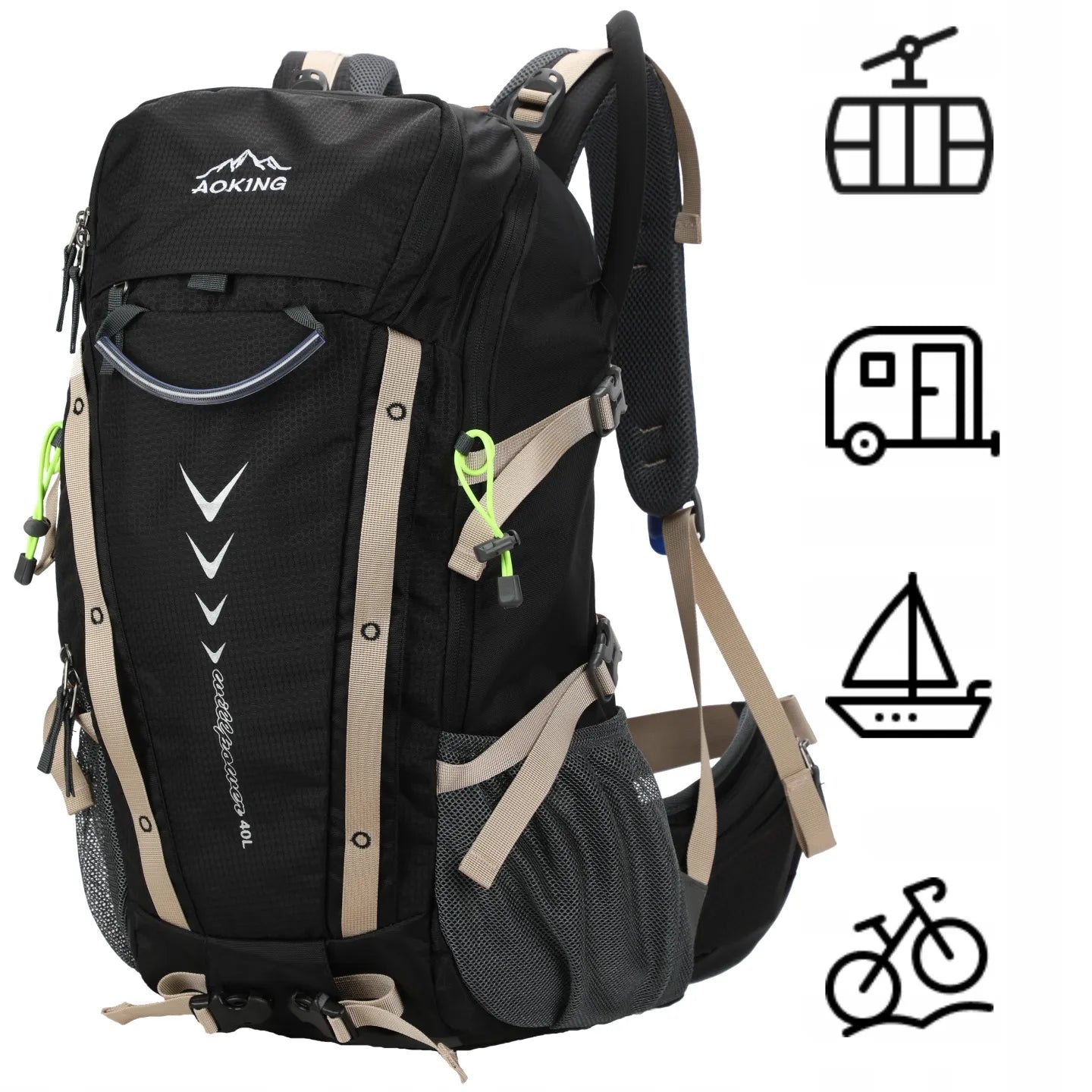 Turistinė kuprinė Aoking Nature Nomad 40l su gertuve, juoda, ideali išvykoms