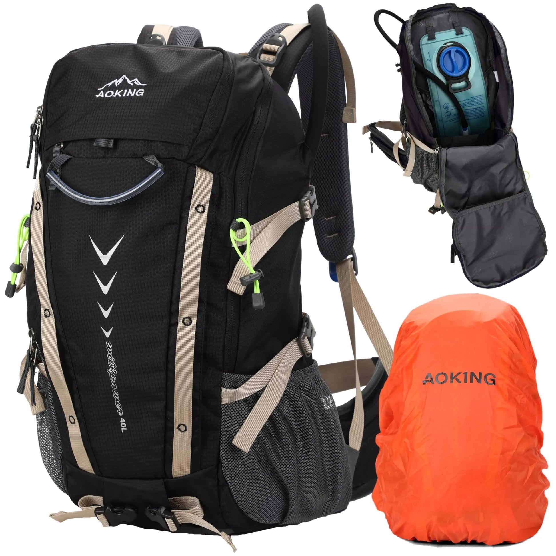 Turistinė kuprinė Aoking Nature Nomad 40l su gertuve, juoda, ideali išvykoms
