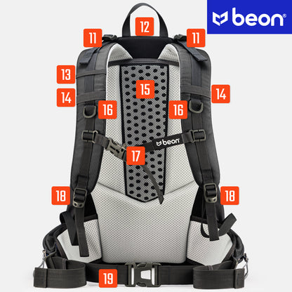 Kuprinė turistinė, žygio, kalnų, 30L, vyriška, moteriška, tvirta, juoda