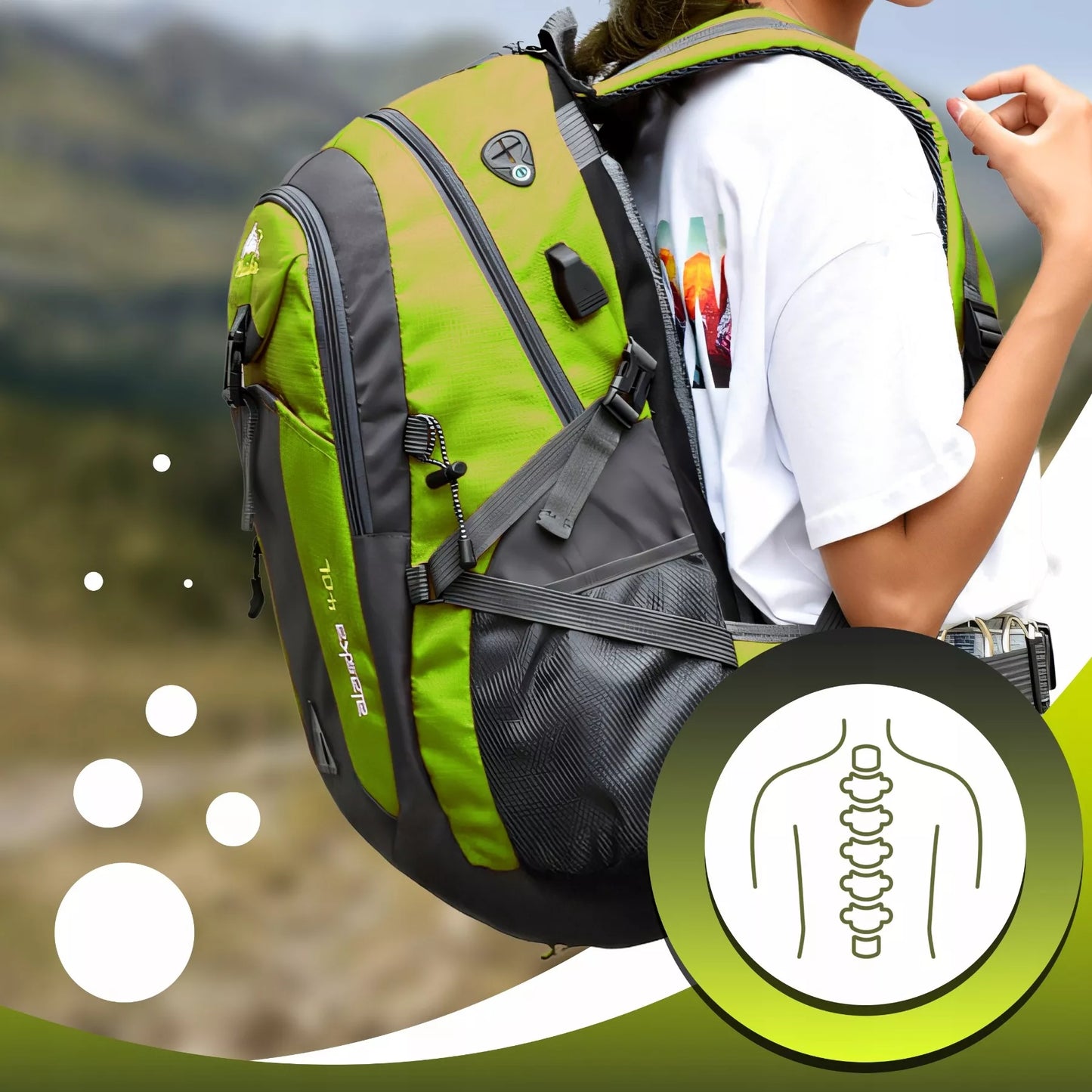 XXL kelioninė kuprinė – lėktuvo ir stovyklavimo kelionėms