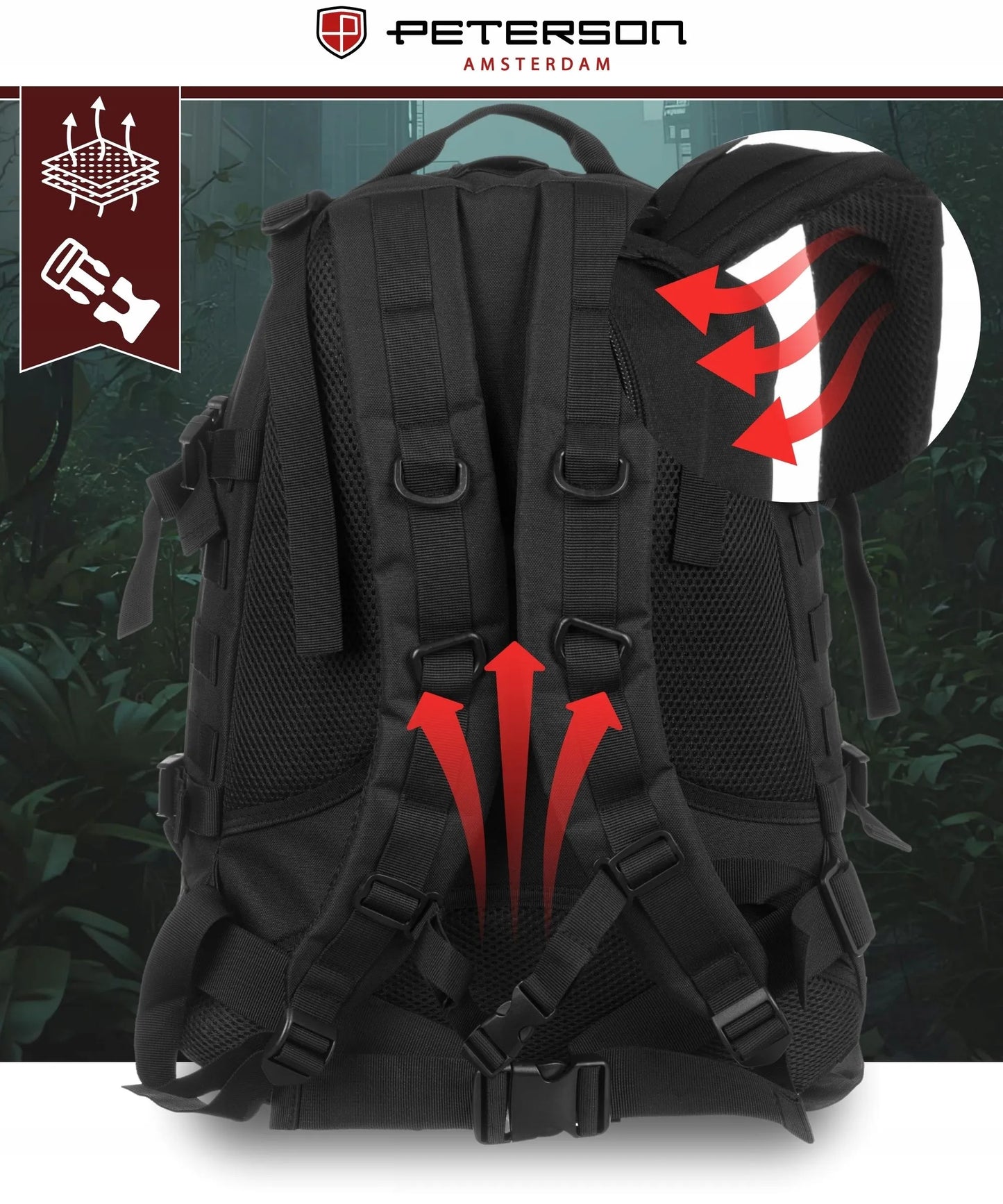 Taktinė kuprinė, 40L, juoda