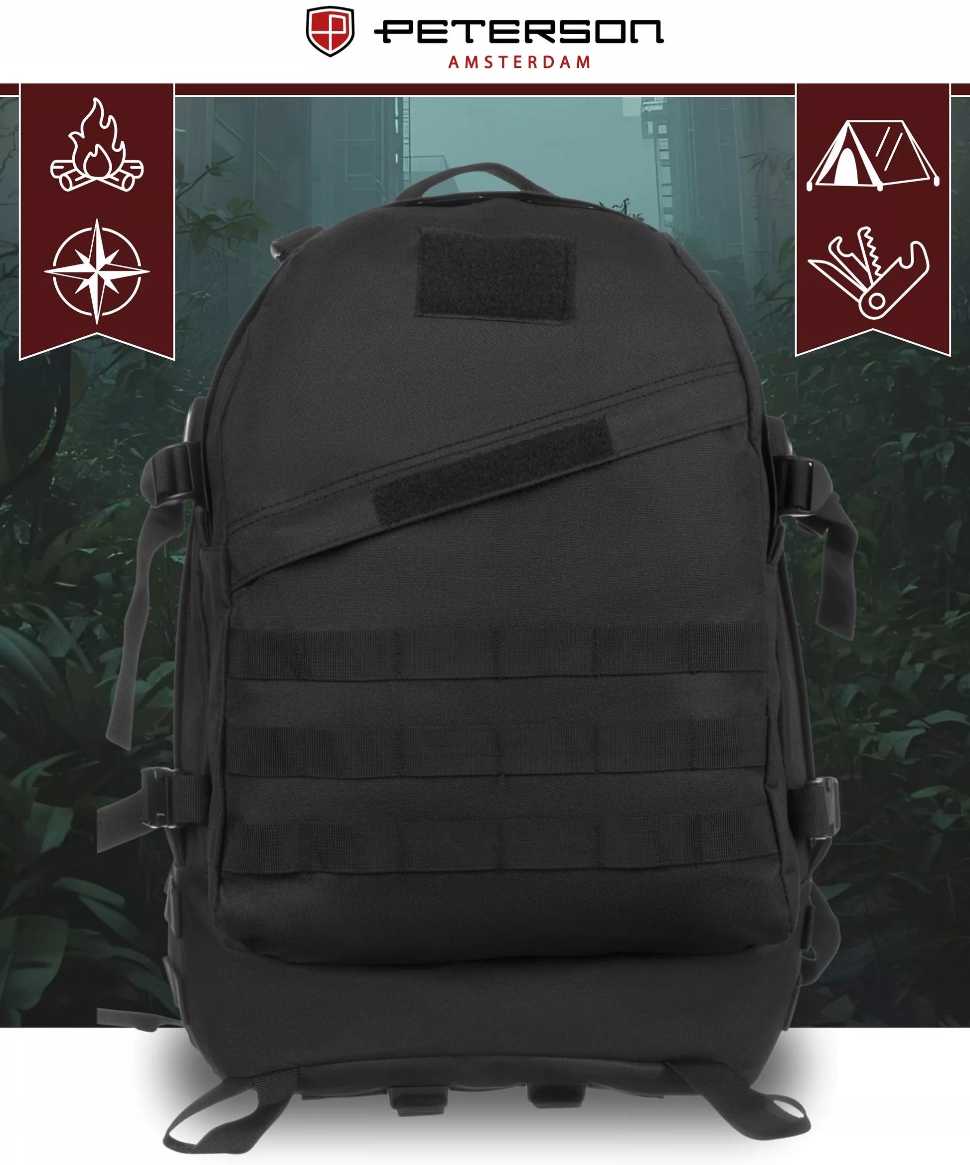 Taktinė kuprinė, 40L, juoda