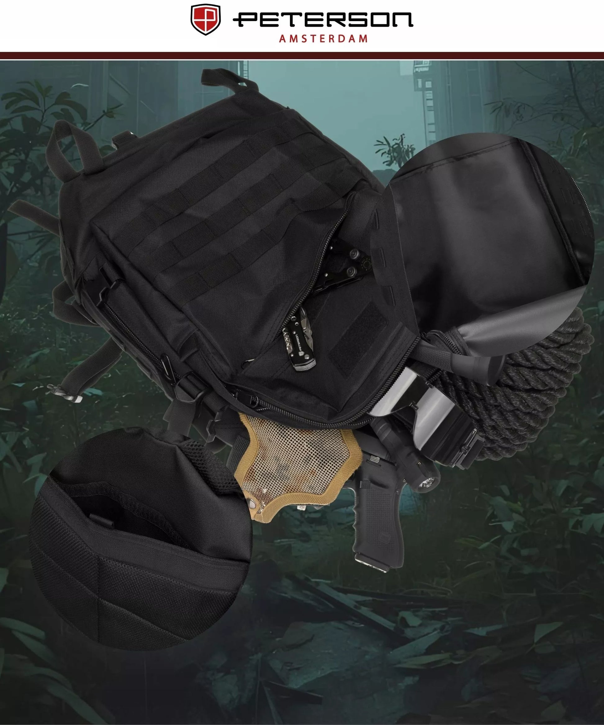 Taktinė kuprinė, 40L, juoda