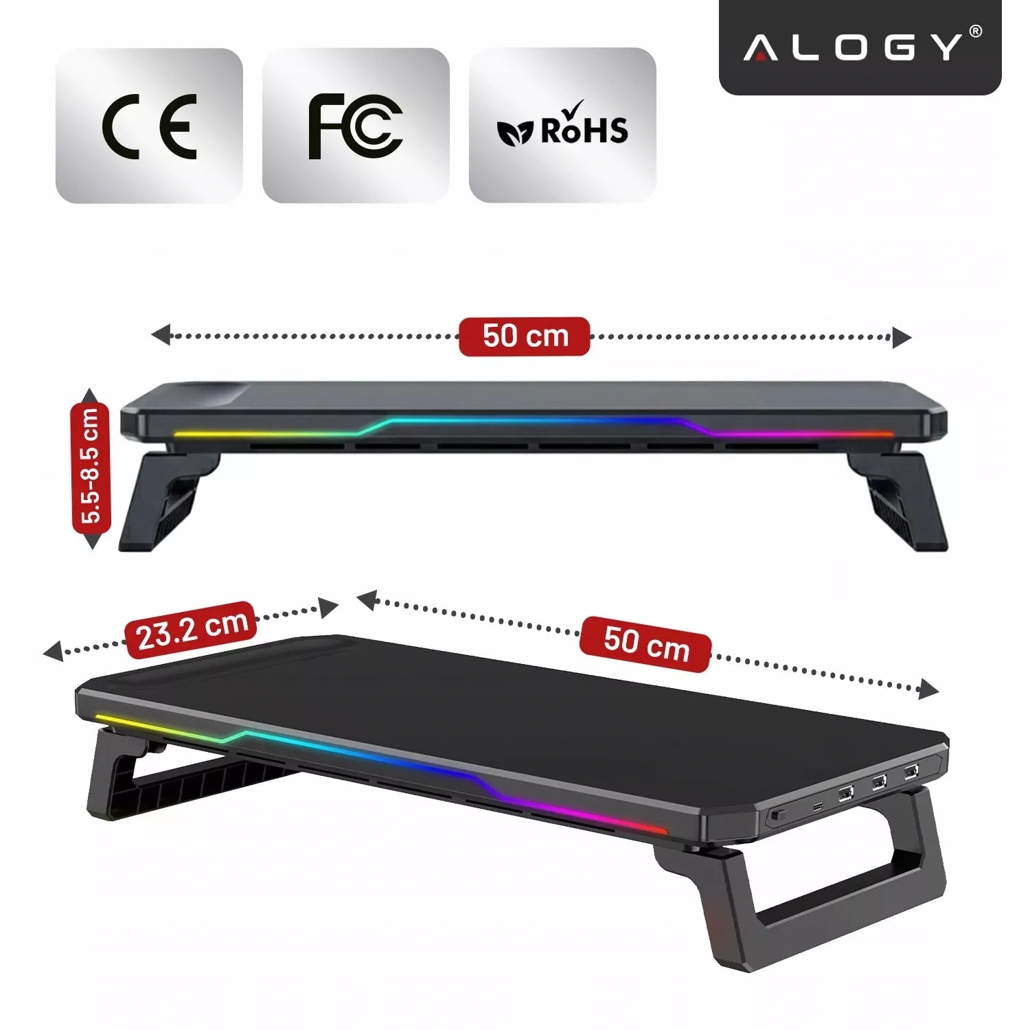 Monitoriaus stovas su USB Hub, USB-C