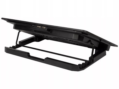 AUŠINIMO STOVAS NEŠIOJAMAM KOMPIUTERIUI 12-17" REGLIUOJAMAS 2 VENTILIATORIAI USB LED