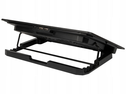 AUŠINIMO STOVAS NEŠIOJAMAM KOMPIUTERIUI 12-17" REGLIUOJAMAS 2 VENTILIATORIAI USB LED