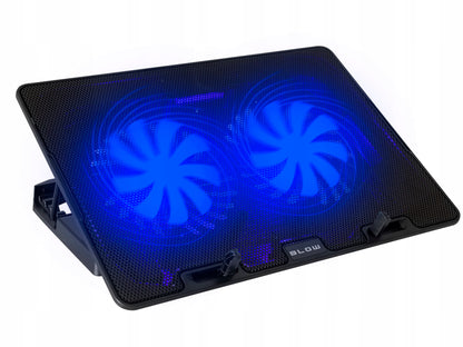 AUŠINIMO STOVAS NEŠIOJAMAM KOMPIUTERIUI 12-17" REGLIUOJAMAS 2 VENTILIATORIAI USB LED
