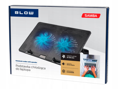 AUŠINIMO STOVAS NEŠIOJAMAM KOMPIUTERIUI 12-17" REGLIUOJAMAS 2 VENTILIATORIAI USB LED