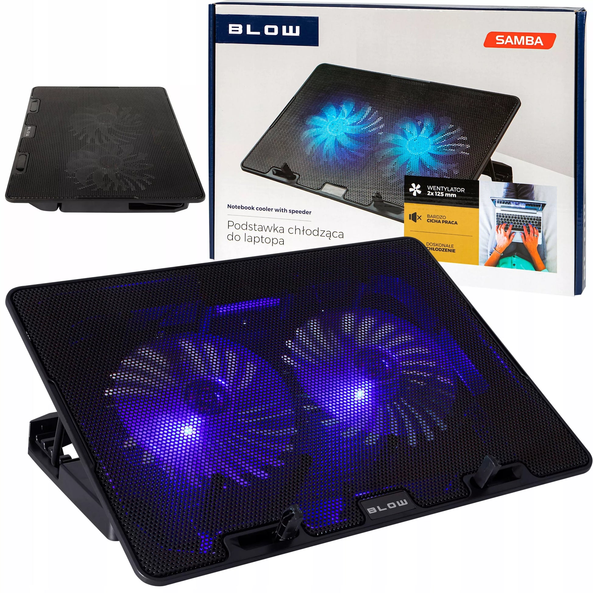 AUŠINIMO STOVAS NEŠIOJAMAM KOMPIUTERIUI 12-17" REGLIUOJAMAS 2 VENTILIATORIAI USB LED