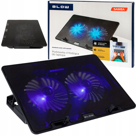 AUŠINIMO STOVAS NEŠIOJAMAM KOMPIUTERIUI 12-17" REGLIUOJAMAS 2 VENTILIATORIAI USB LED