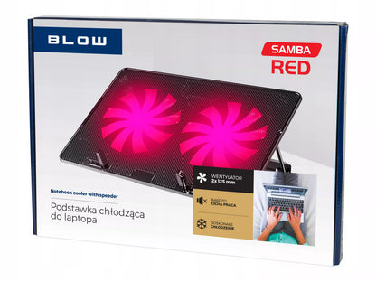 Nešiojamojo kompiuterio aušinimo stovas 12-17 colių, USB, LED, raudonas, 2 ventiliatoriai