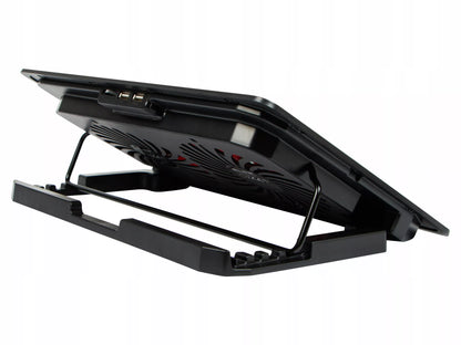 Nešiojamojo kompiuterio aušinimo stovas 12-17 colių, USB, LED, raudonas, 2 ventiliatoriai