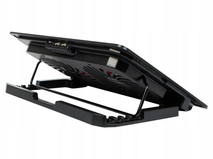 Nešiojamojo kompiuterio aušinimo stovas 12-17 colių, USB, LED, raudonas, 2 ventiliatoriai