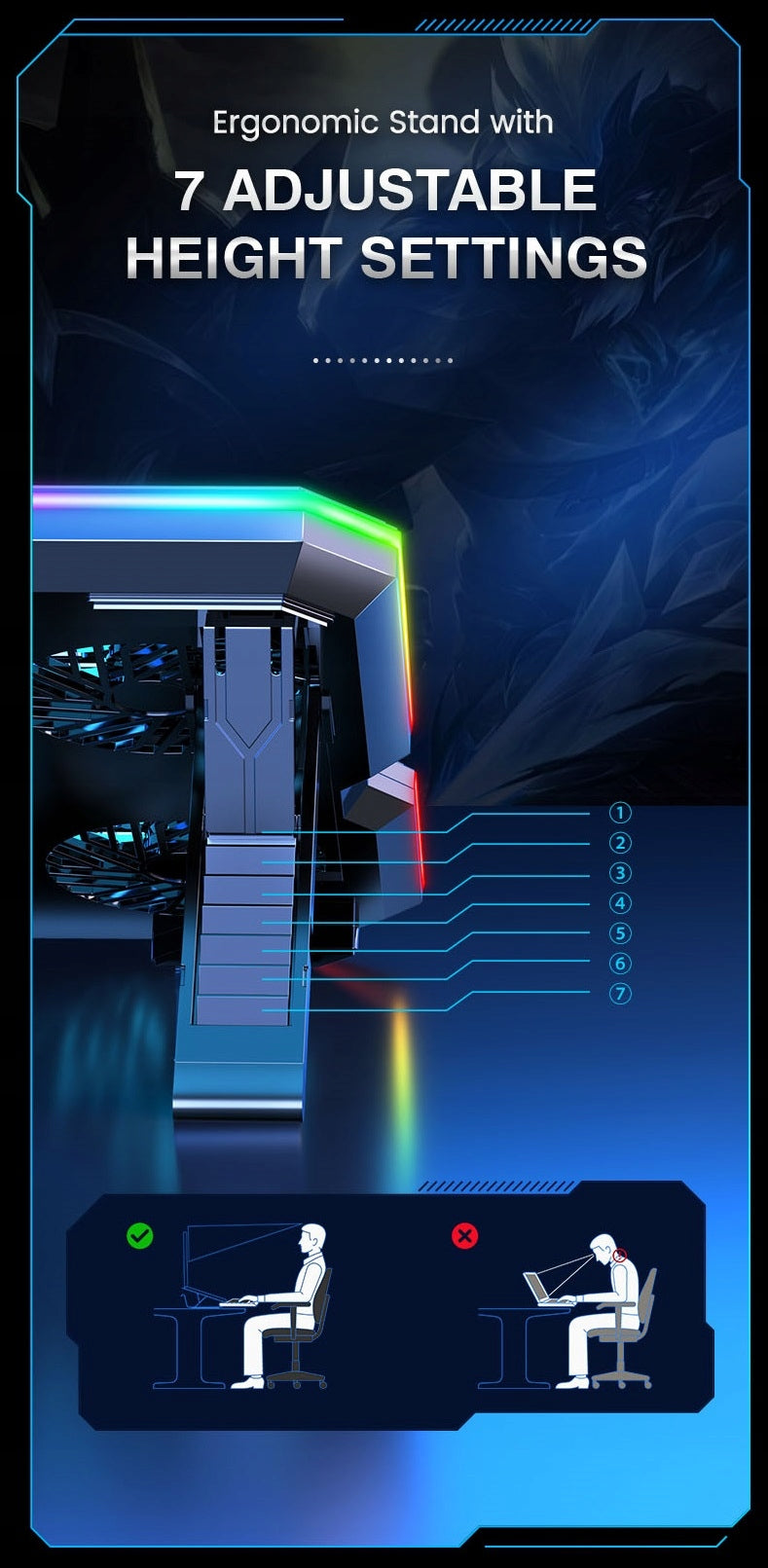 Aušinantis stovas nešiojamam kompiuteriui 12-17' su 10 ventiliatorių