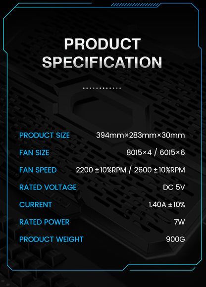 Aušinantis stovas nešiojamam kompiuteriui 12-17' su 10 ventiliatorių