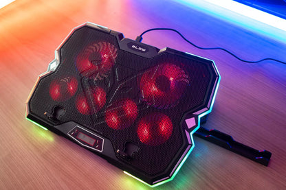 Aušinimo stovas nešiojamam kompiuteriui, reguliuojamas 9-17", LED RGB, 2x USB