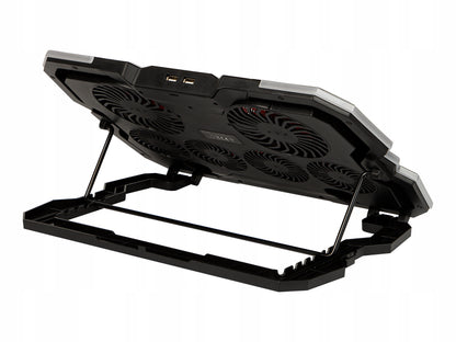 Aušinimo stovas nešiojamam kompiuteriui, reguliuojamas 9-17", LED RGB, 2x USB