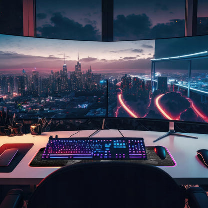 Apšviestas RGB žaidimų pelės kilimėlis XXL 80×30 cm – LED, Pasaulio žemėlapis
