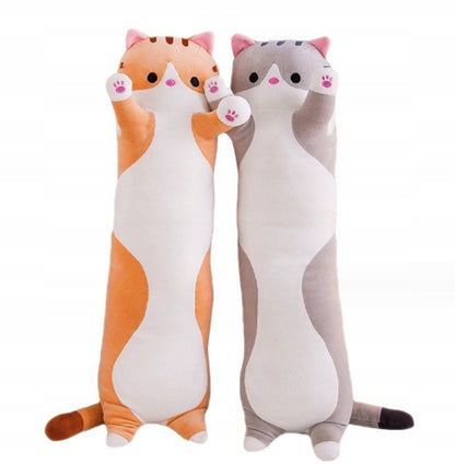 Ilgas pilkas katės pliušinis žaislas "Pūkuotukas" – minkštas talismanas vaikams, dovana, 90 cm