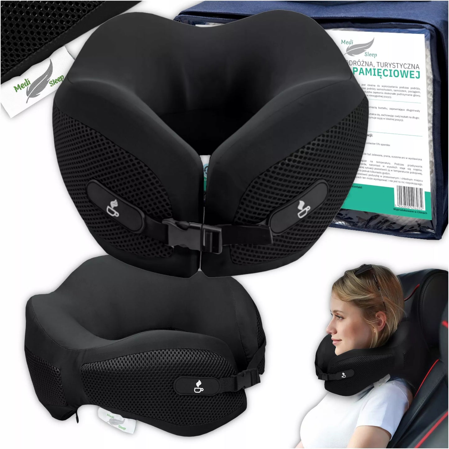 Kelioninė pagalvėlė "ragelis" kaklui į automobilį, lėktuvą MEDI SLE