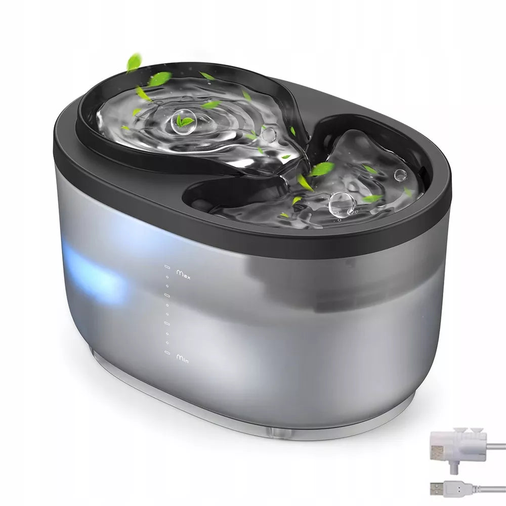 Vandens fontanas katėms, vandens filtras, tyli, 2,3L automatinis girdytuvas