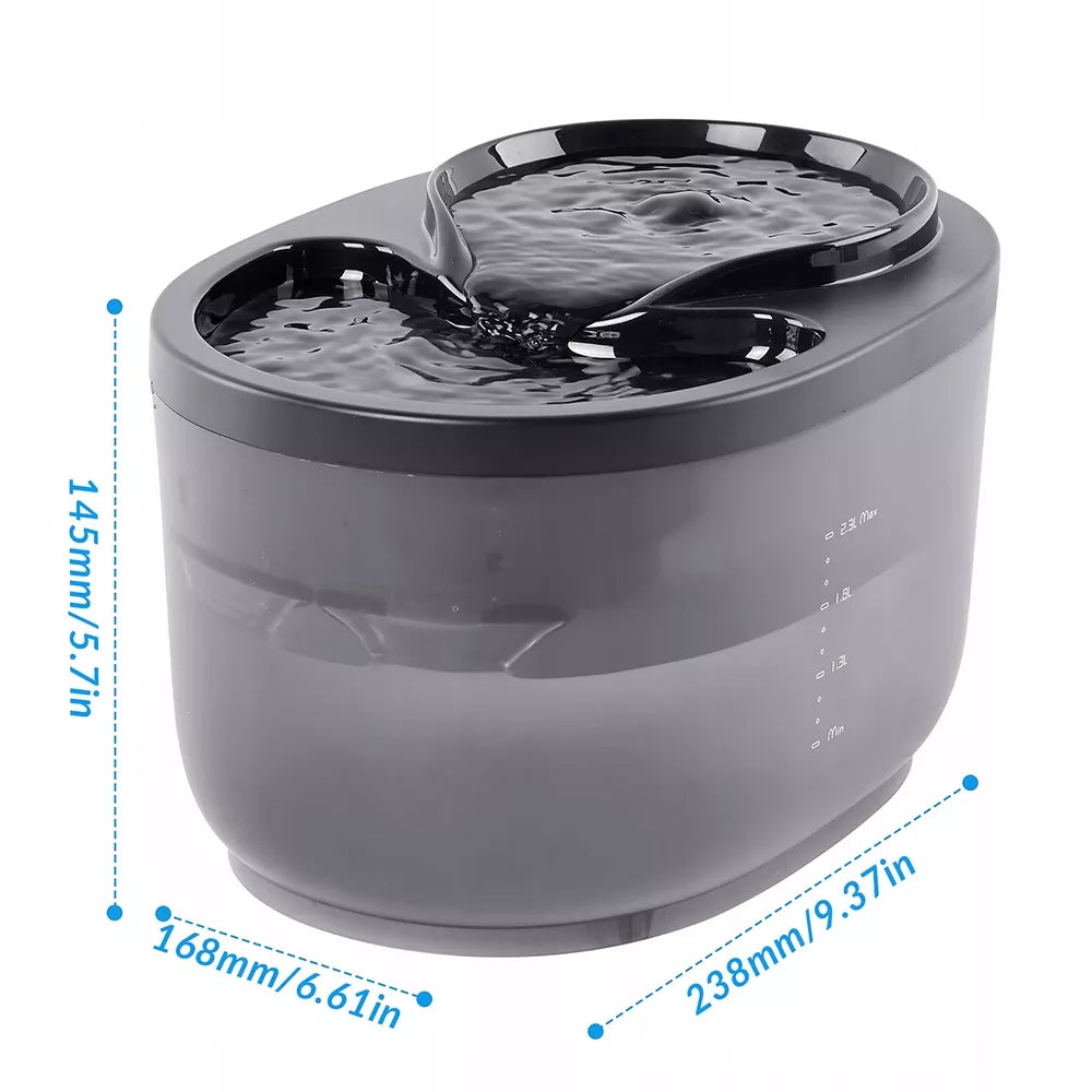 Vandens fontanas katėms, vandens filtras, tyli, 2,3L automatinis girdytuvas