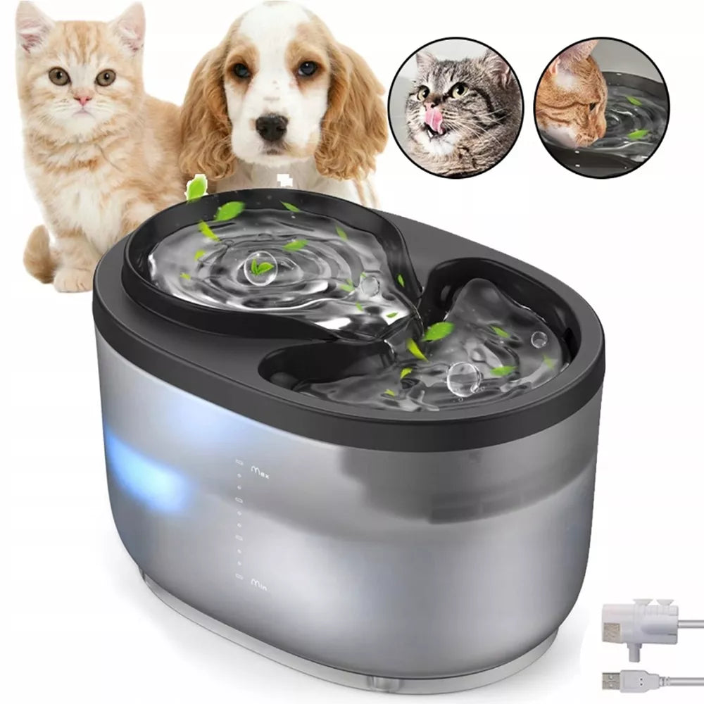 Vandens fontanas katėms, vandens filtras, tyli, 2,3L automatinis girdytuvas