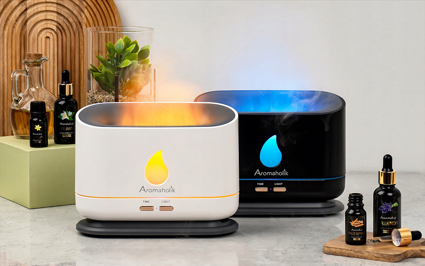 Dovanų drėkintuvas eteriniams aliejams LED liepsnos efektas