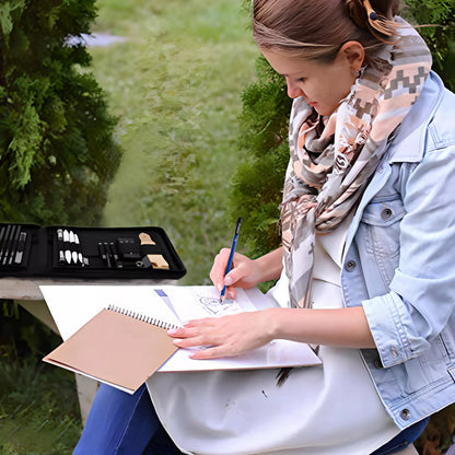 PROFESIONALUS PIEŠTUKŲ SKETCHINGUI IR BRĖŽYMUI RINKINYS 32W1 PIEŠTUKAI + DĖKLAS