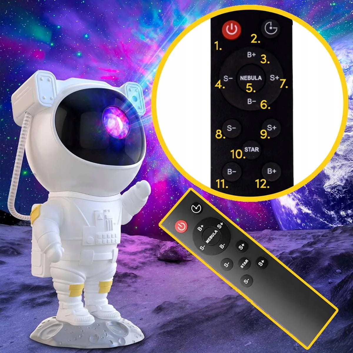 Žvaigždžių projektorius astronautas vaikams naktinė lemputė LED lazerinis projektorius NS