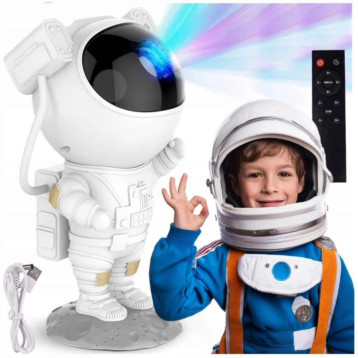 Žvaigždžių projektorius astronautas vaikams naktinė lemputė LED lazerinis projektorius NS